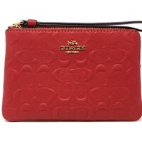 Coach Women's Corner Zip Wristlet (Embossed Leather - 1941 Red)