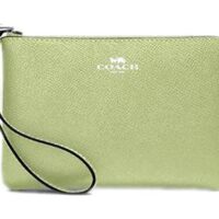 Coach Women's Corner Zip Wristlet (Crossgrain Leather - Pale Lime)
