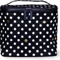 Kate Spade New York Black Insulated Lunch Tote, Small Lunch Cooler, Thermal Bag with Double Zipper Close and Carrying Handle, Polka Dots