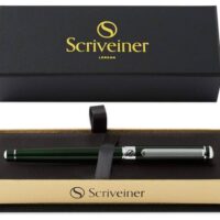 Scriveiner Silver & Gold - Stunning Luxury Rollerball Pen, Chrome Finish, Schmidt Ink Refill, Best Roller Ball Pen Gift Set for Men & Women, Professional, Executive Office, Nice Pens