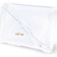 Kate Spade New York Business Card Holder for Women, Stylish Clear Acrylic Business Card Organizer for Desk, Call Me