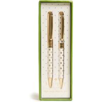 Kate Spade New York Black Ink Ballpoint Pen and 0.9mm Mechanical Pencil Set, Gold Dot