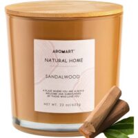 AROMART 3 Wick Large Scented Candles 22 Oz ,Sandalwood Aromatherapy Candles for Home Scented, Soy Candles with 8% Essential Oils ,Long Burning,Soy Wax Candles Gifts for Women Men