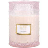 LA JOLIE MUSE Rose Noir & Oud Scented Candle, Rose Candle Gift for Women, Large Glass Jar Candles for Home, Wood Wick, Long Burning Time, 19.4 oz