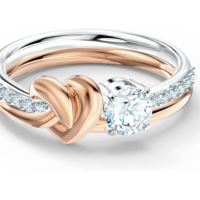 Swarovski Lifelong Heart Ring Size 8, Rose Gold & Rhodium Tone Finish, Clear Crystals