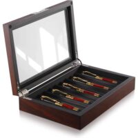 Pen Cases for Adults, Wooden Pen Display Box, 10 Luxury Pen Holder with Top Glass Window Storage Box Gift Pen Display Case for Collectibles Large capacity