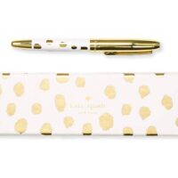 Kate Spade New York Black Ink Ballpoint Pen with Reusable Gift Box, Professional Office Pen for Women Accepts Standard Refills, Flamingo Dot