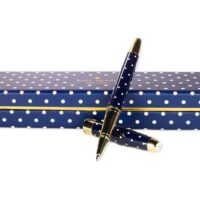 Kate Spade New York Black Ink Ballpoint Pen with Reusable Gift Box, Professional Office Pen for Women Accepts Standard Refills, Navy Larabee Dot
