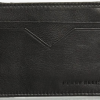 Perry Ellis Men's Perry Ellis Portfolio Card Holder With A Sliver Tone Logo, Black, One Size